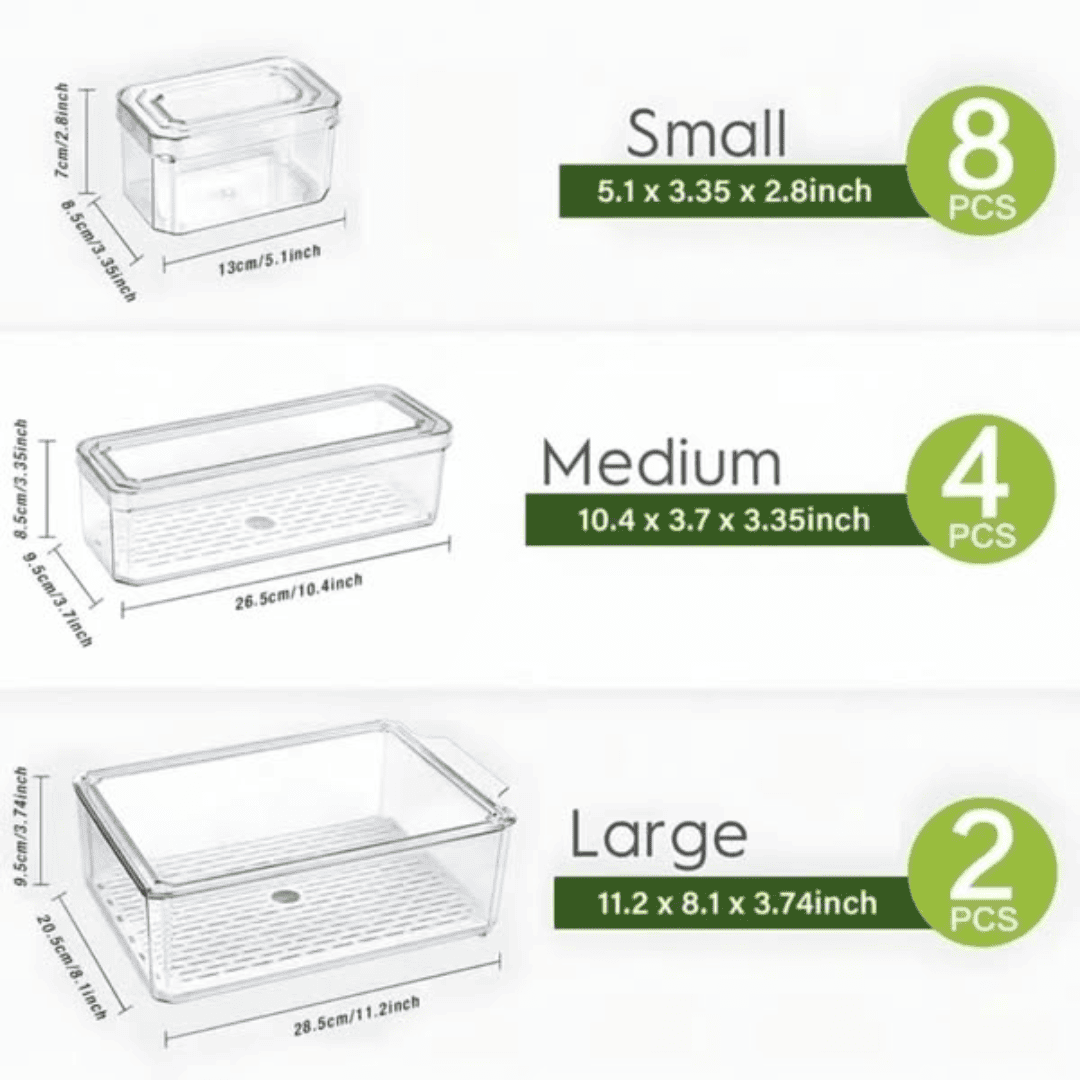 14pcs Stackable Fridge Storage Organizers