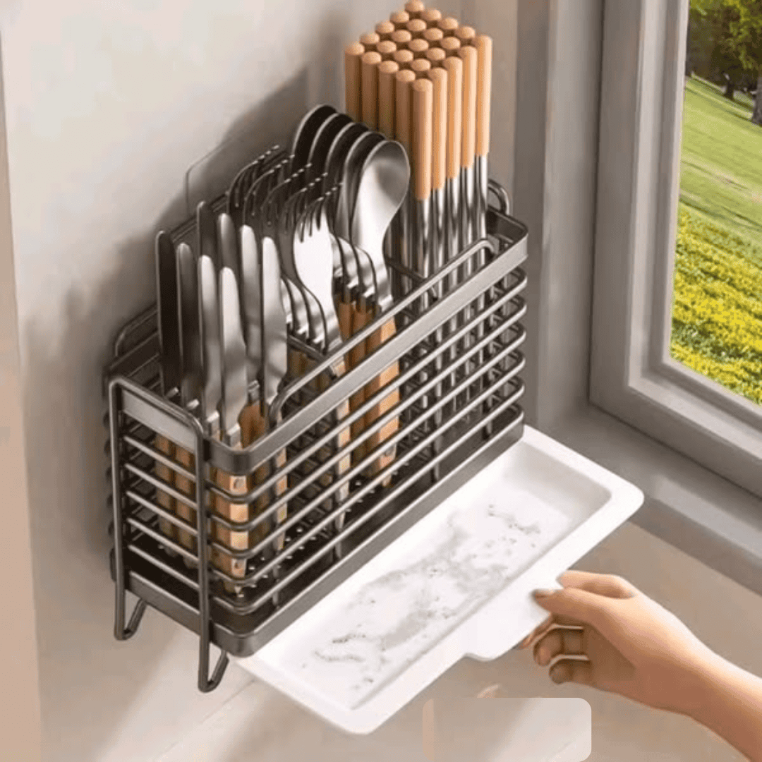 Multifunctional Stainless Steel Cutlery Storage Rack