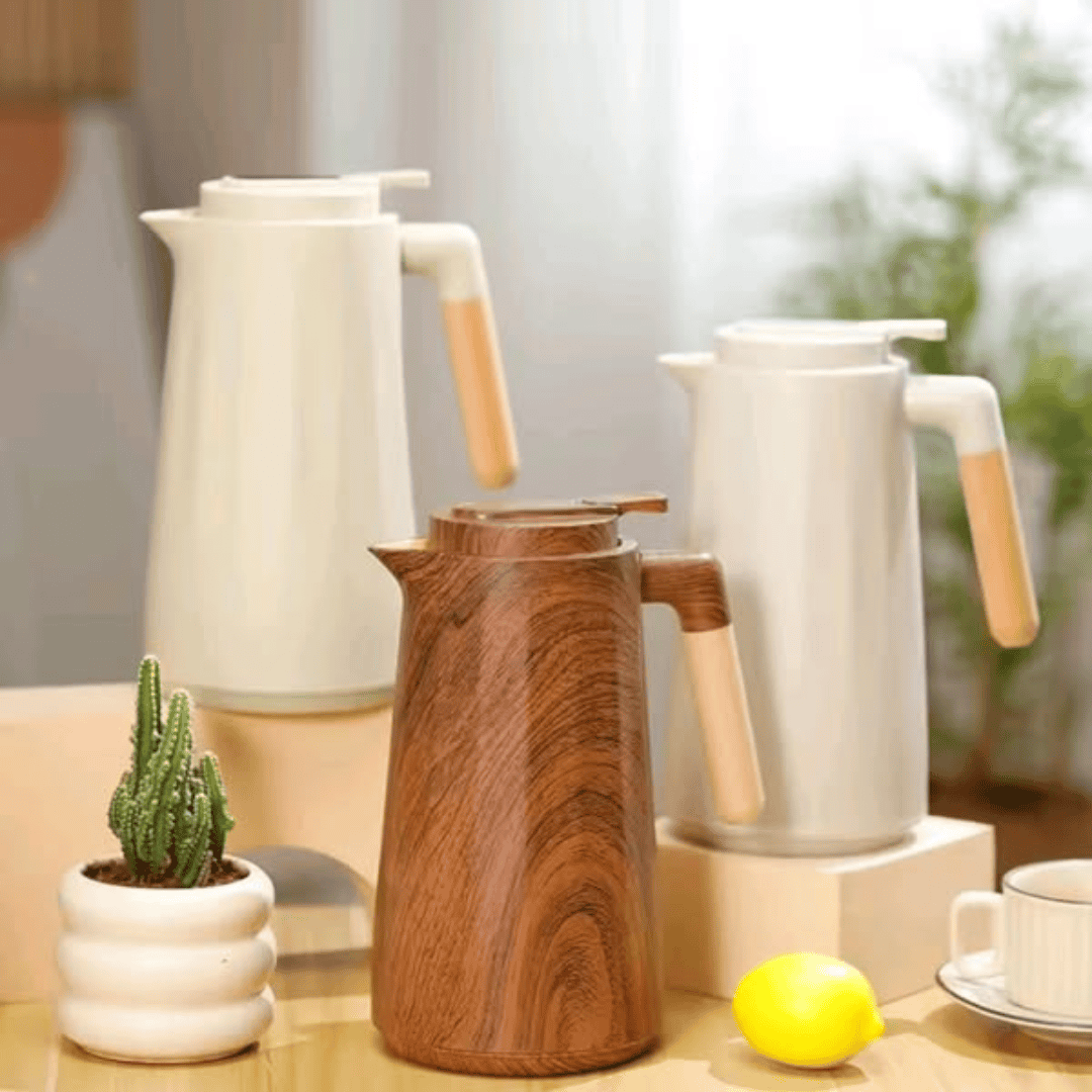 Double Wall Insulated Vacuum Flask with Wooden Handle