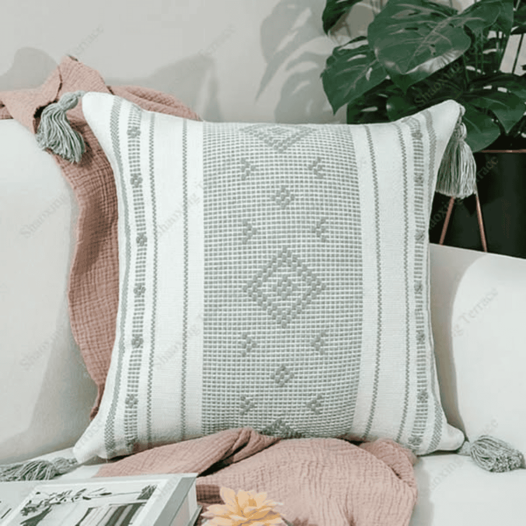Throw Pillow Cover With Tassel