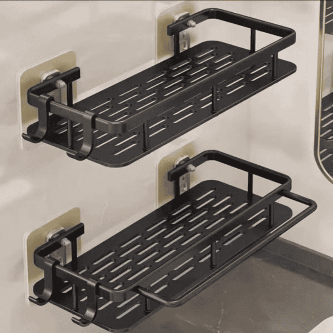 2pcs Aluminum Alloy Rectangular Shelf with Towel Holder