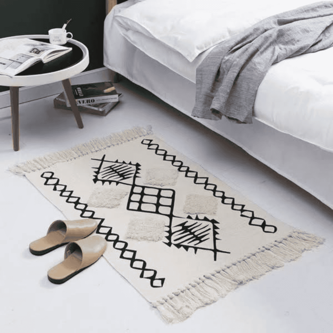 Bohemian Style Bedroom Rug with Tassels