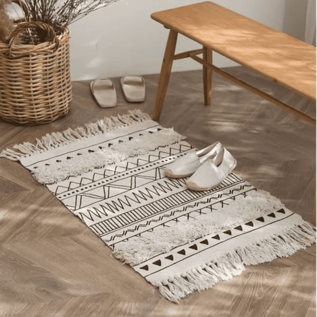 Bohemian Style Bedroom Rug with Tassels