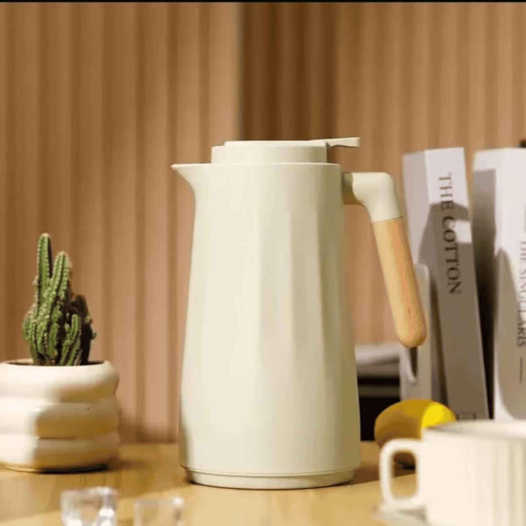 Double Wall Insulated Vacuum Flask with Wooden Handle