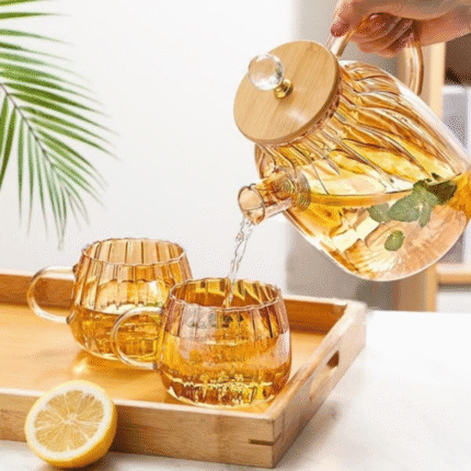 Amber Pumpkin Striped Teapot