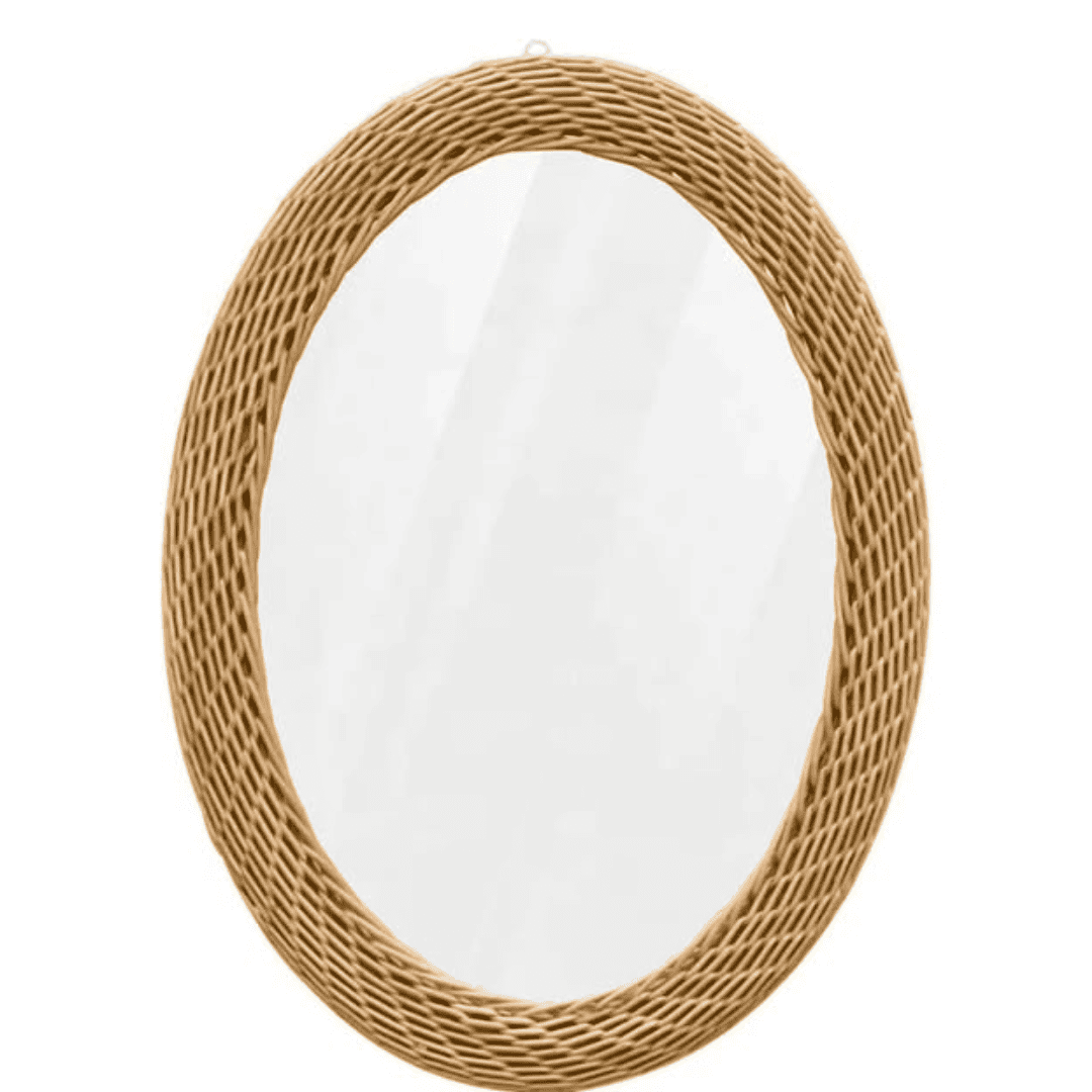 Big Size Oval Rattan Bamboo Decorative Mirror