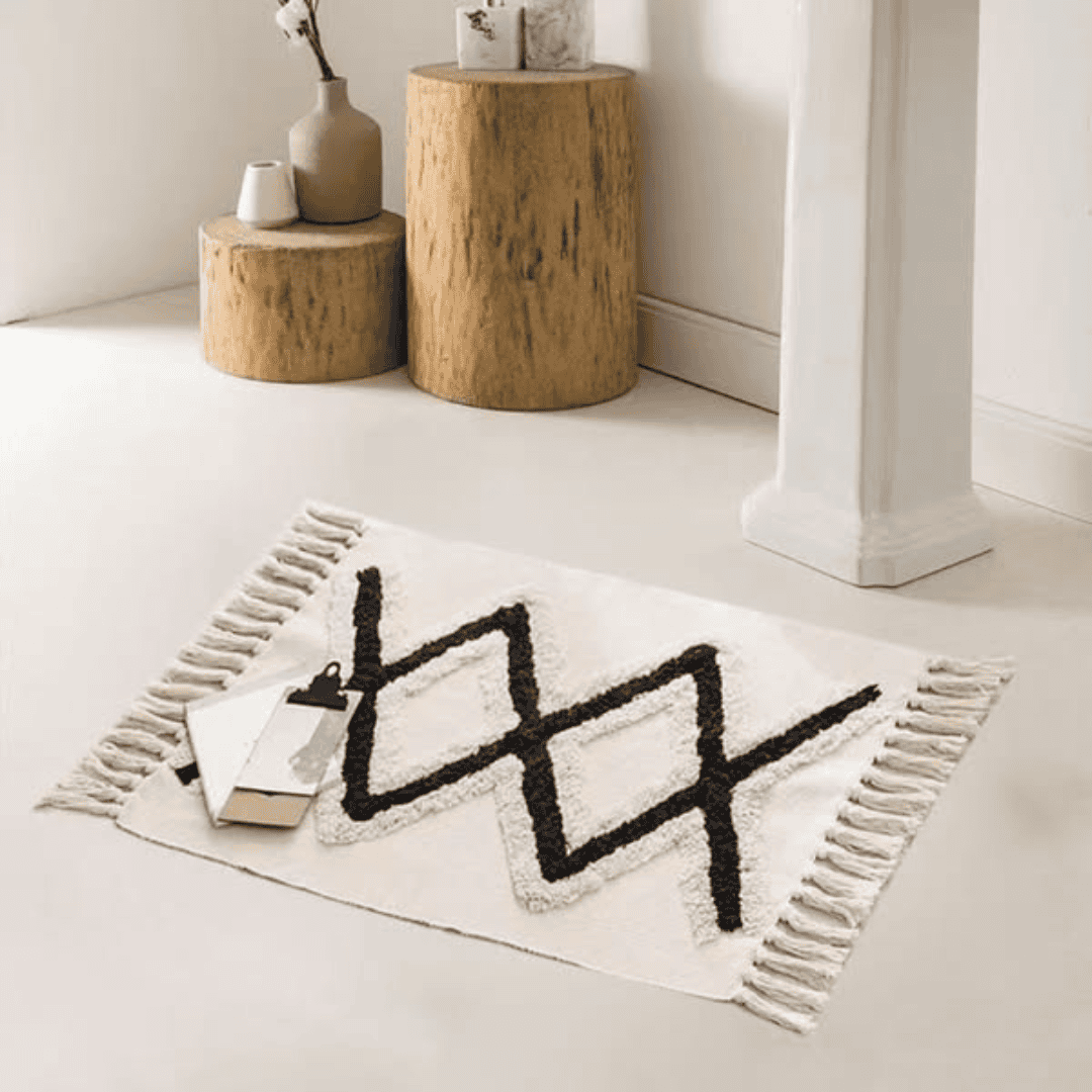 Bohemian Style Bedroom Rug with Tassels
