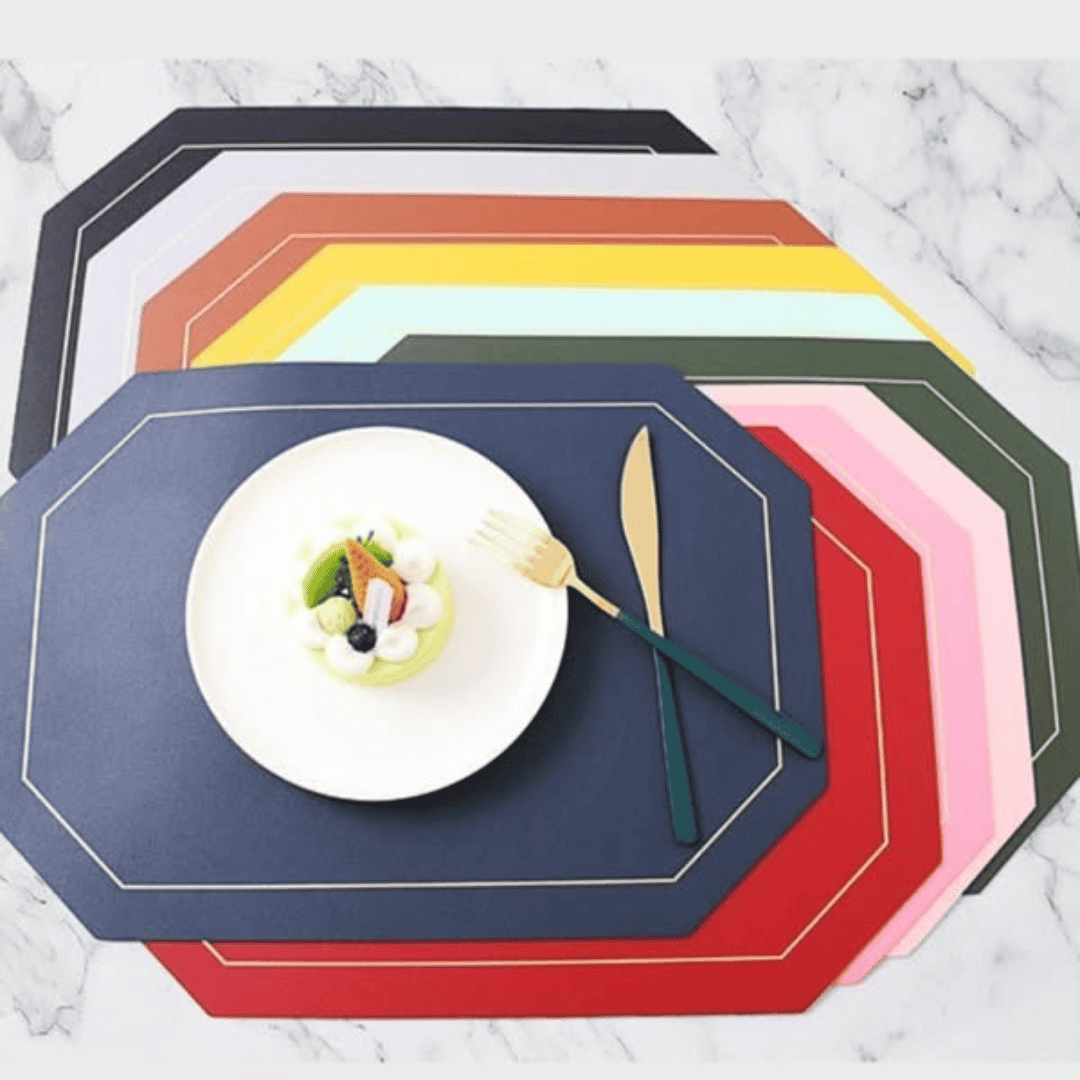 6pcs Double Sided PU Leather Nordic Style Antislip Tablemats