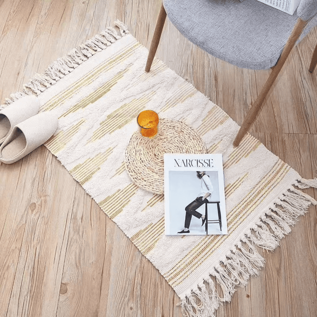Bohemian Style Bedroom Rug with Tassels