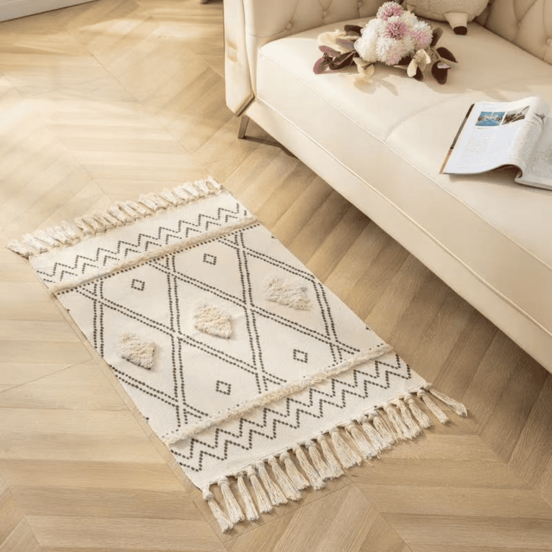 Bohemian Style Bedroom Rug with Tassels