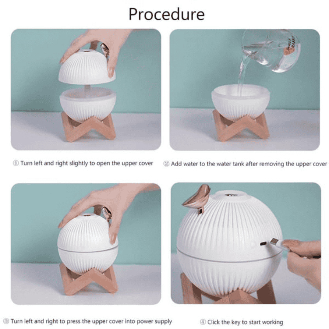 Ultrasonic Air Humidifier Diffuser with Wooden Stand