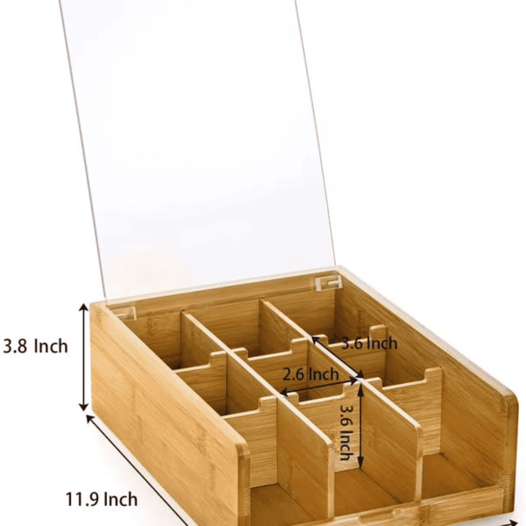 6 Slot Bamboo Teabag Organizer