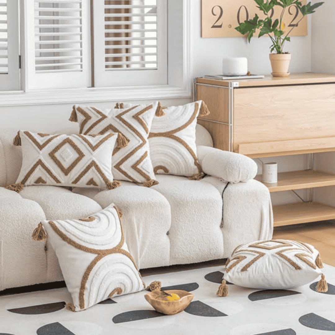Boho Throw Pillow Covers with Tassels