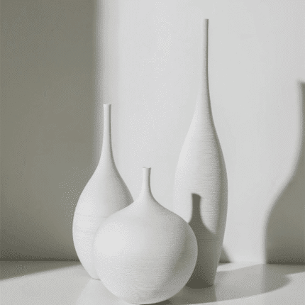 3pcs White Brushed Decor Vases