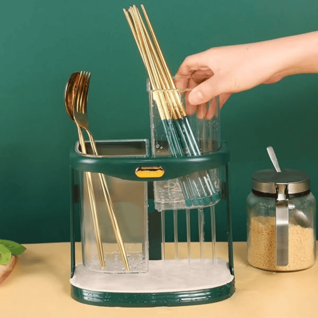 Double Grid Cutlery Organiser with Drain Hole