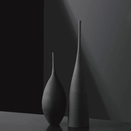 2pcs Black Brushed Decor Vases