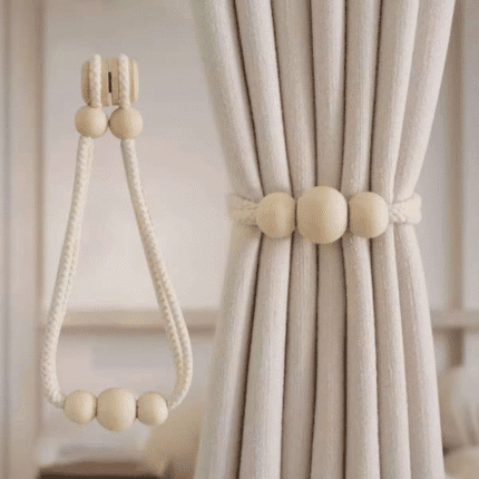 2pcs Magnetic Curtain Binding Straps with Solid Wood