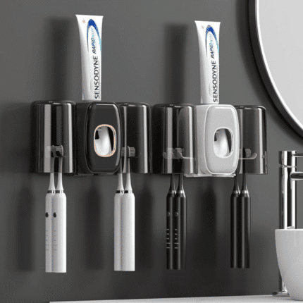 Automatic Toothpaste Dispenser with Toothbrush Holder and Cups