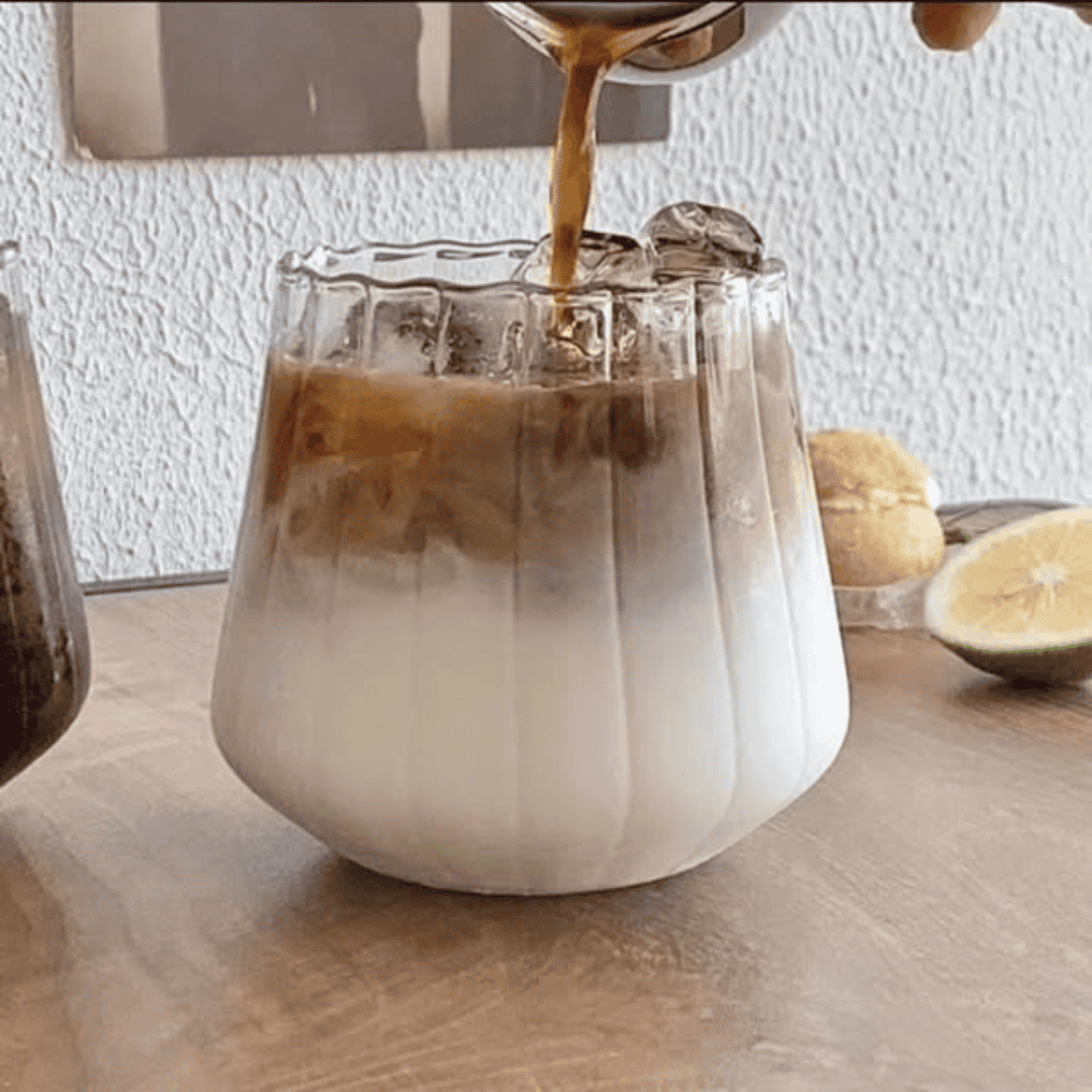 6pcs High Borosilicate Vertical Lines Latte Glasses