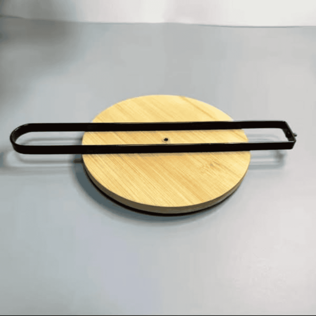 Metallic Paper Towel Holder with Bamboo Base