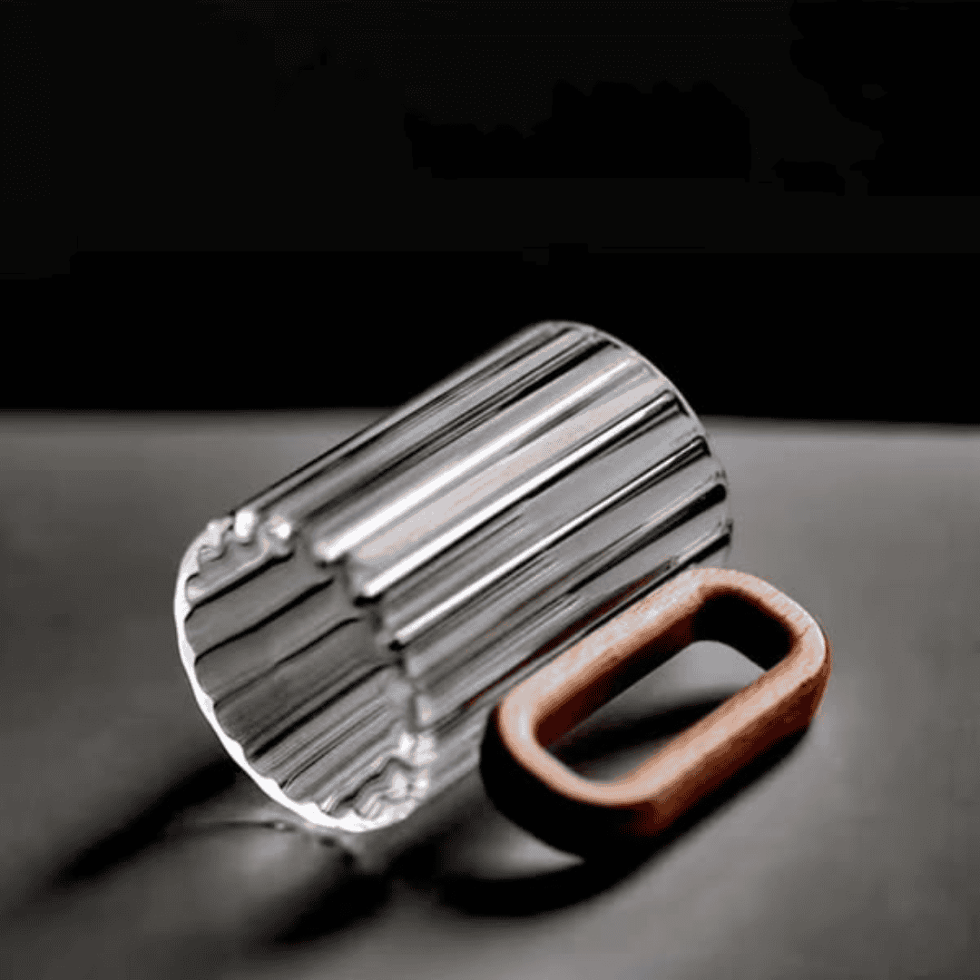 6pcs Heat Resistant Borosilicate Ribbed Glass Mugs