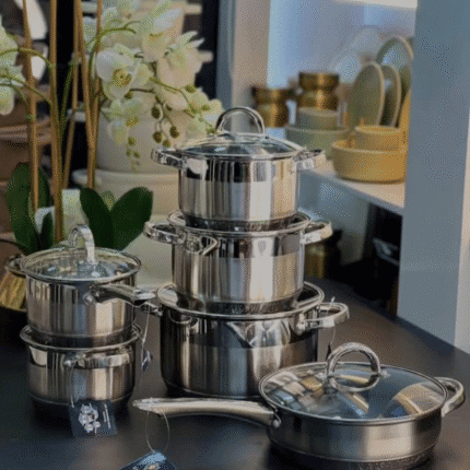 12 Pcs Stainless Steel Cooking Pots