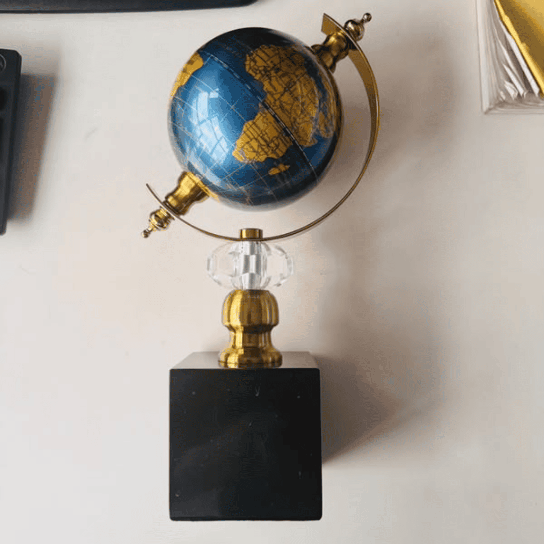 World Globe Marble Base Home/Office Decor Ornament Gift