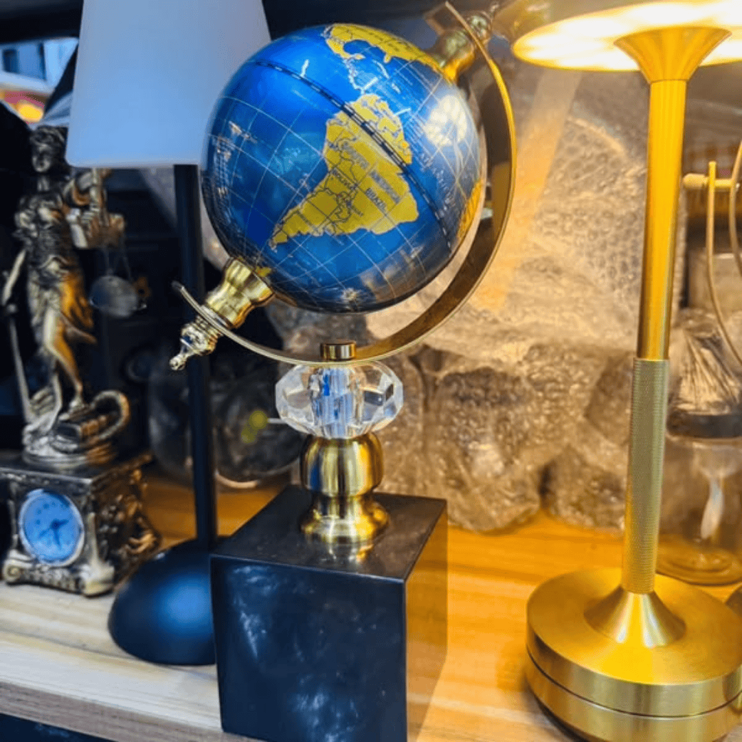 World Globe Marble Base Home/Office Decor Ornament Gift