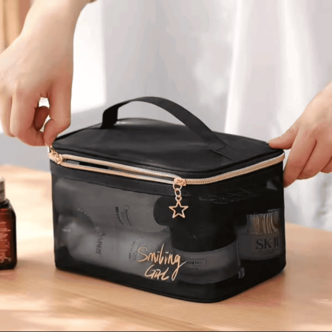 Transparent Toiletry Bag with Double Zippers