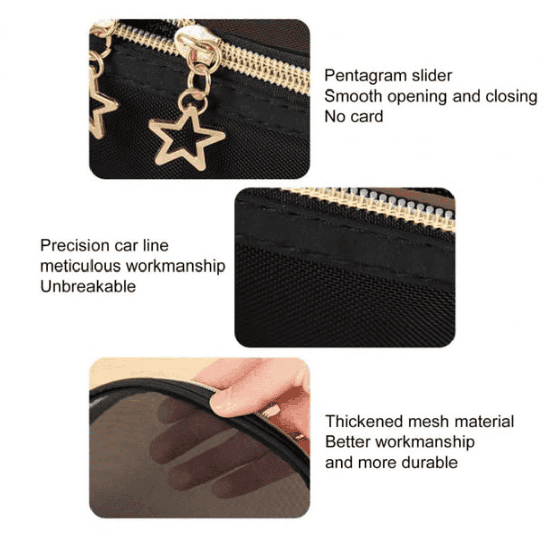 Transparent Toiletry Bag with Double Zippers
