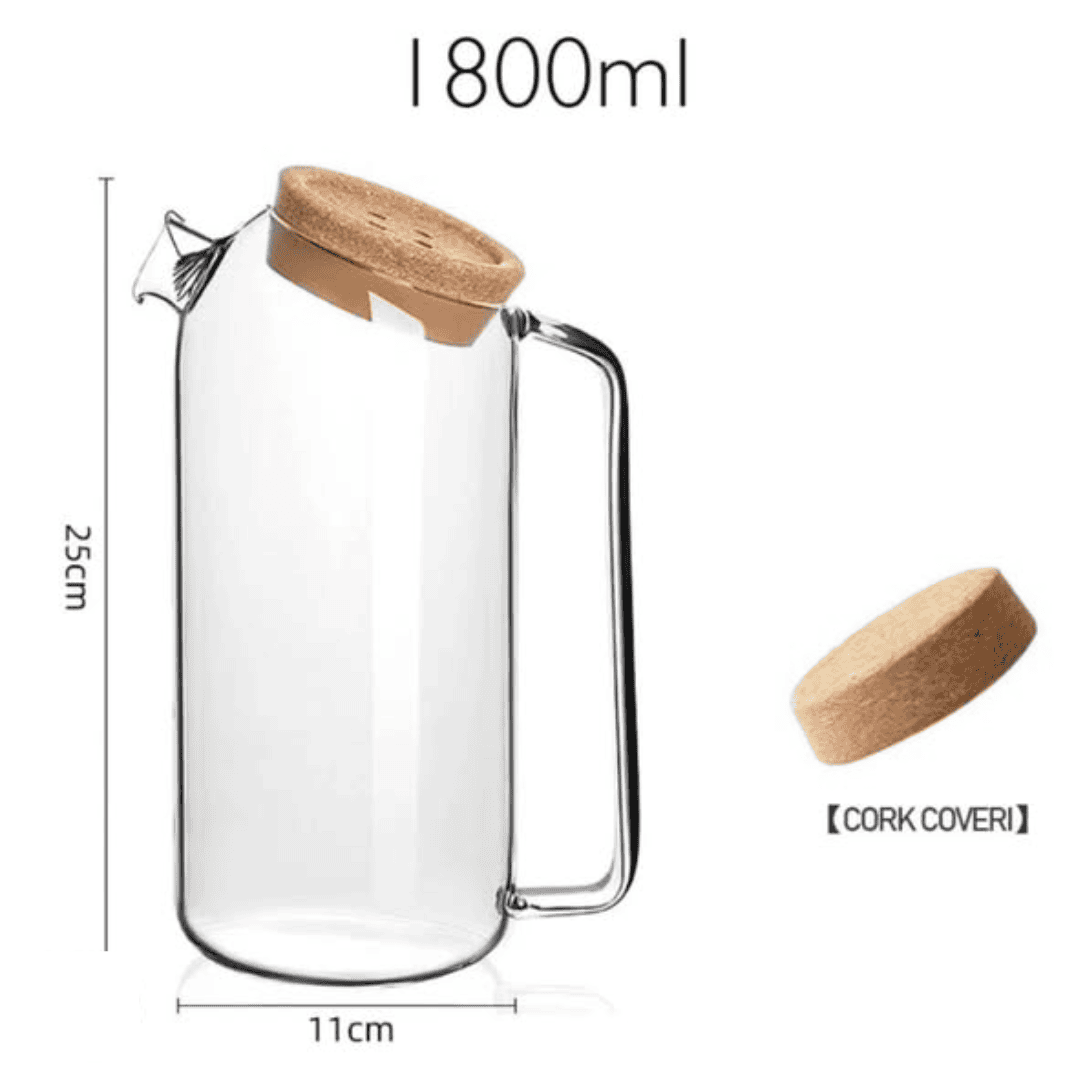 1800ml Borosilicate Juice Pitcher with Cork Lid