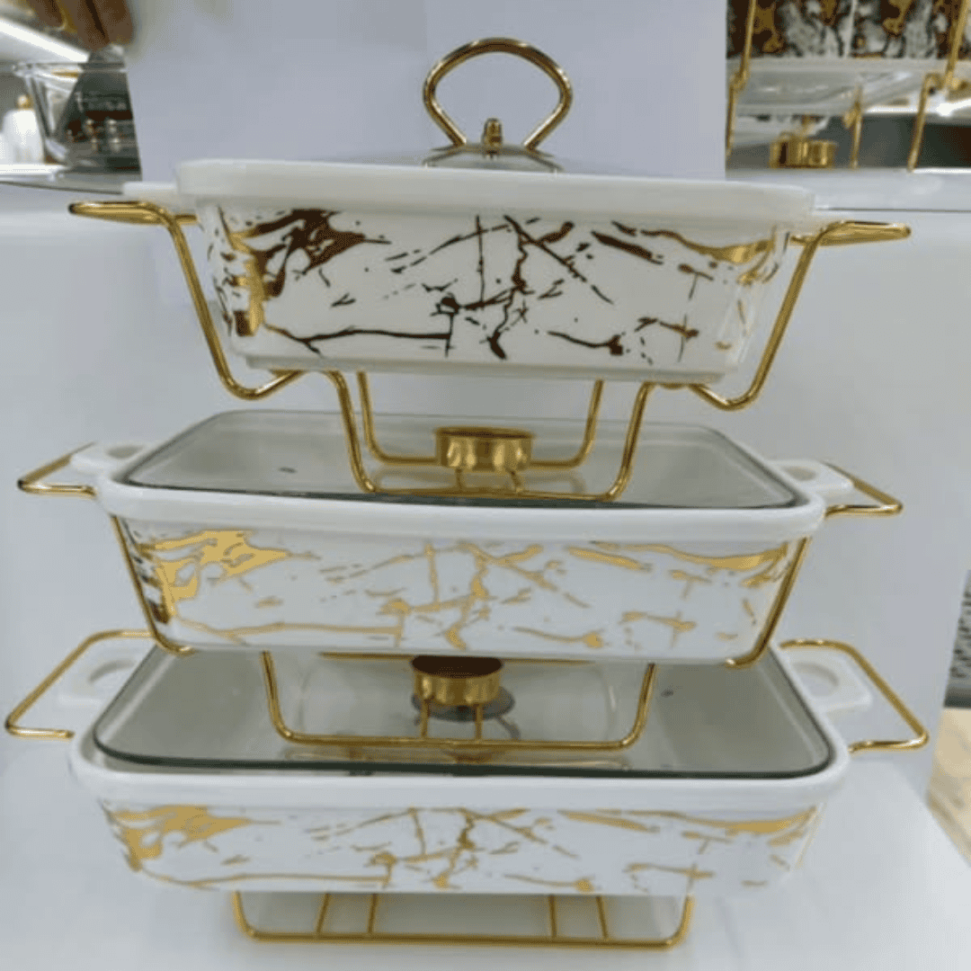 3pcs Ceramic Chafing Dishes