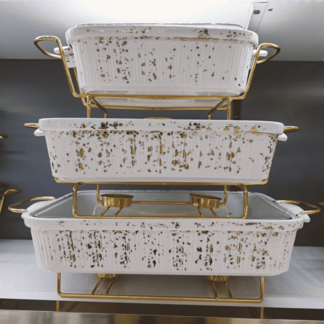 3pcs Ceramic Chafing Dishes