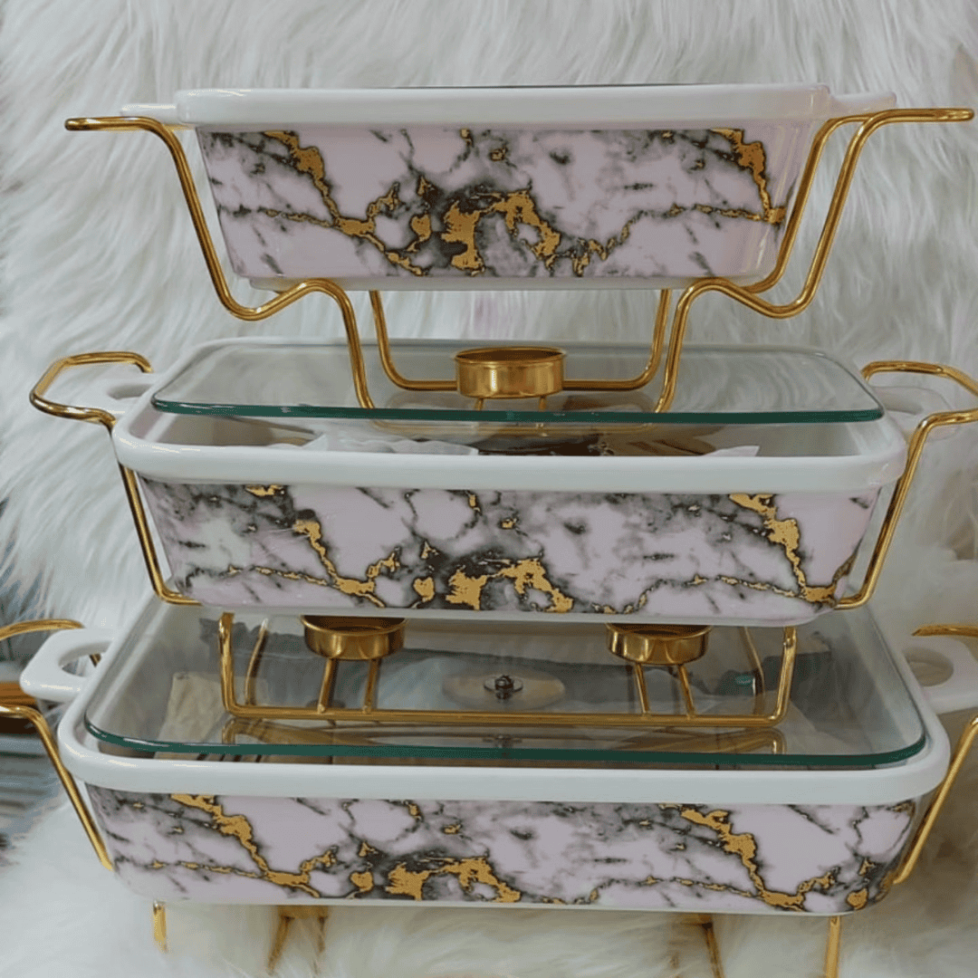 3pcs Ceramic Chafing Dishes
