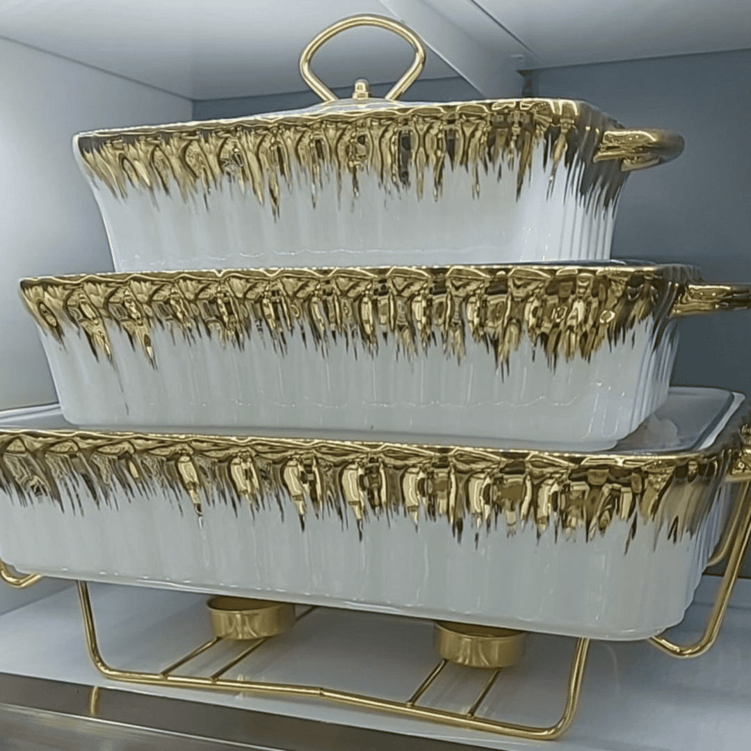 3pcs Ceramic Chafing Dishes