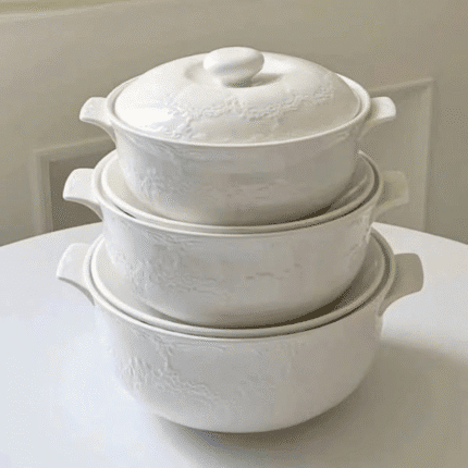 3pcs Ceramic Casserole Serving Dish with Cover