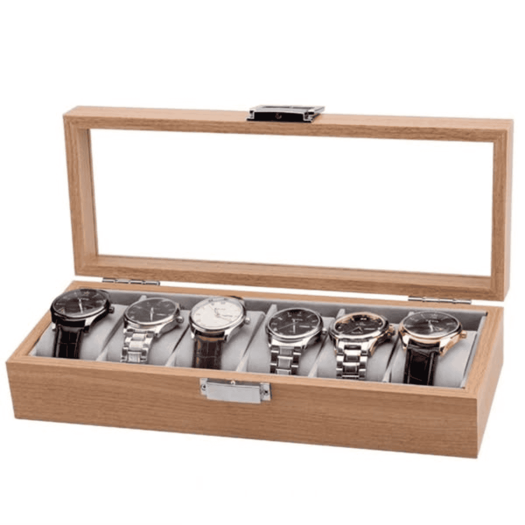 6 Slots Wooden Watch Organizer