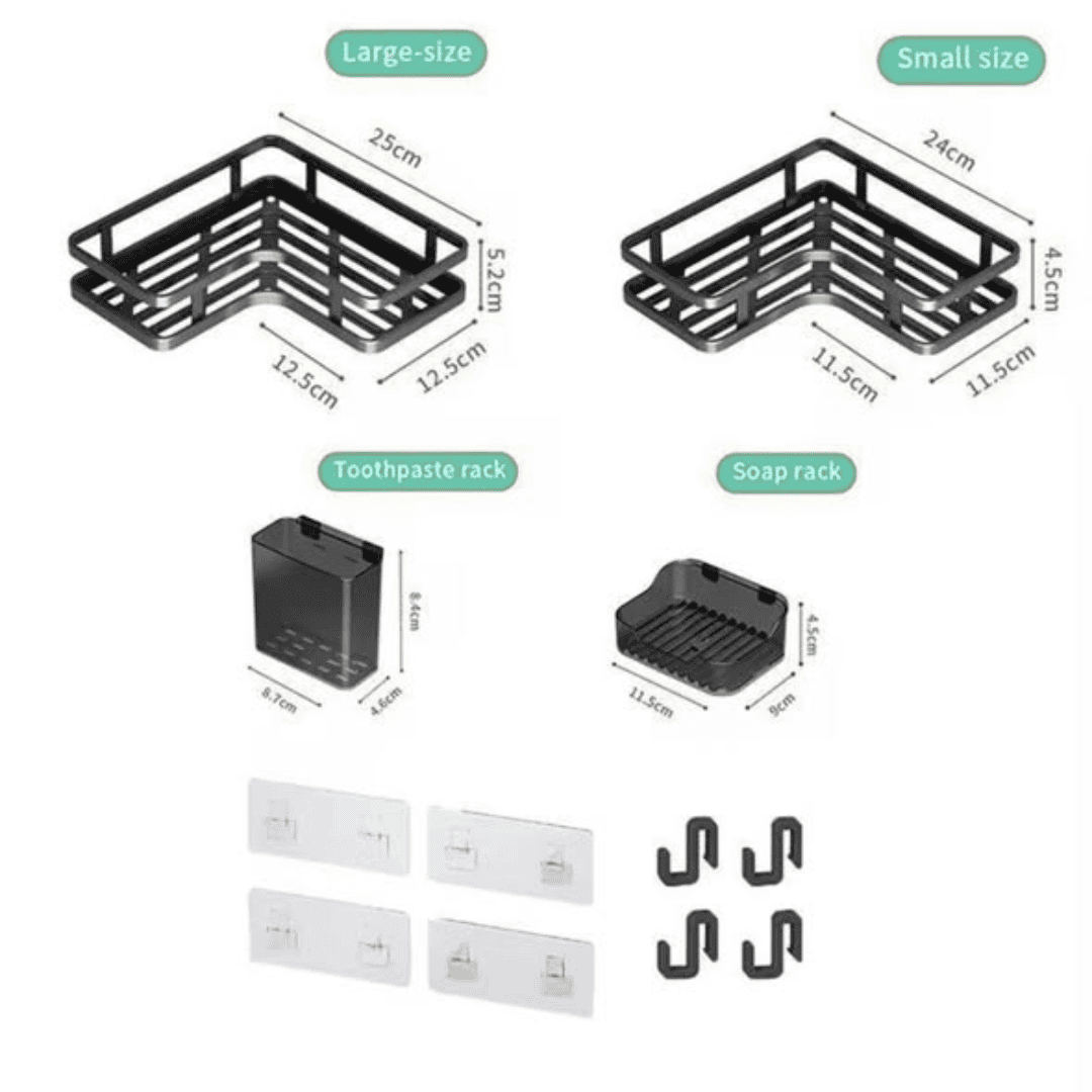 2 Pcs Corner Carbon Steel Shower Caddy
