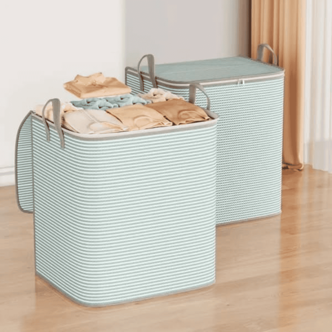Striped Quilt Duvet Closet Organizer and Luggage Storage Bags