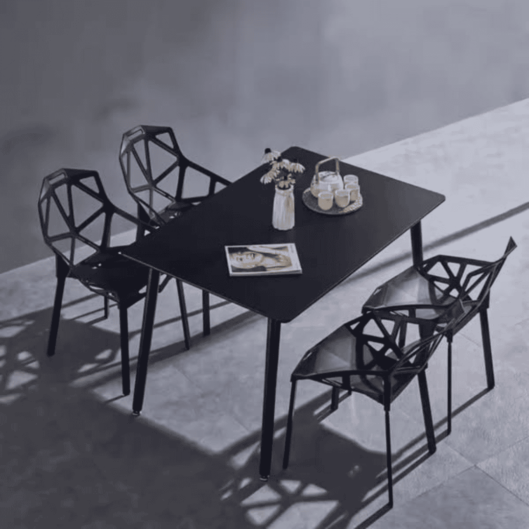 Geometric Pattern Plastic Chairs