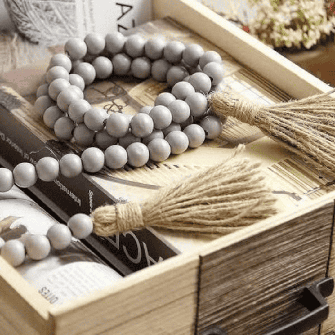Wooden Beads Garland with Tassels