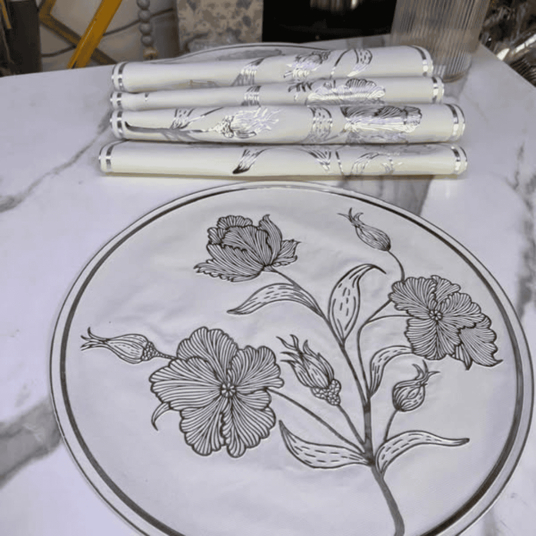 6Pcs Silver Placemats/Table Mats
