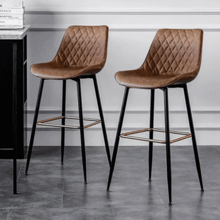 Grey/Brown Faux Leather Barstools