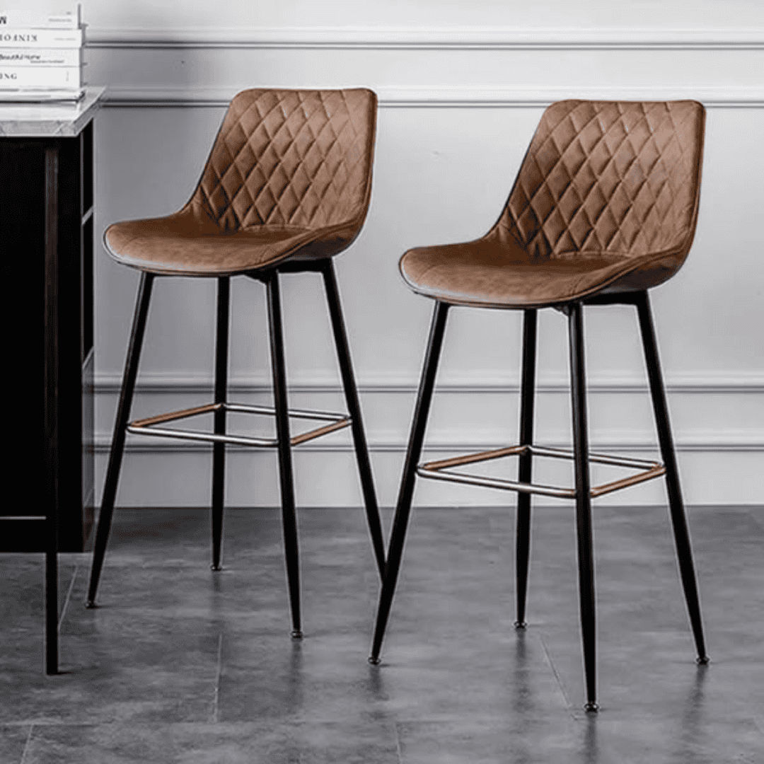 Grey/Brown Faux Leather Barstools