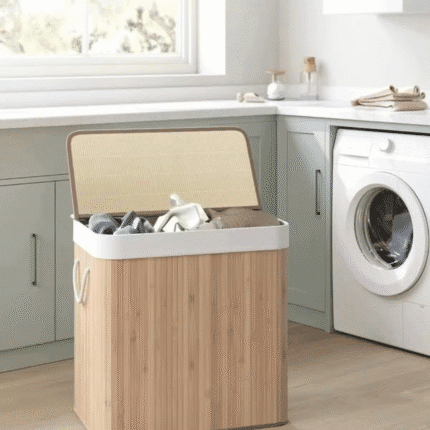 3 Grid Foldable Bamboo Laundry Basket