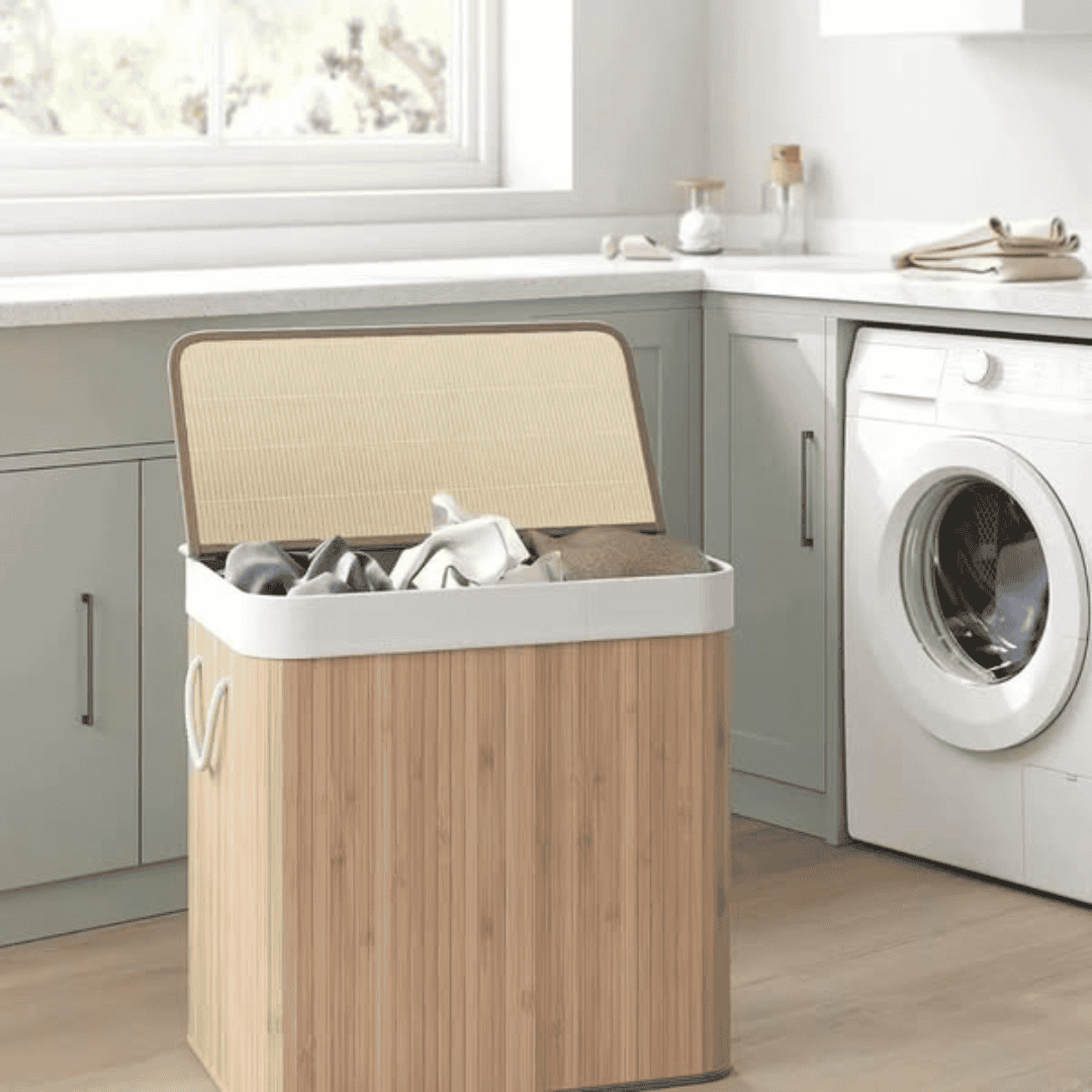 3 Grid Foldable Bamboo Laundry Basket