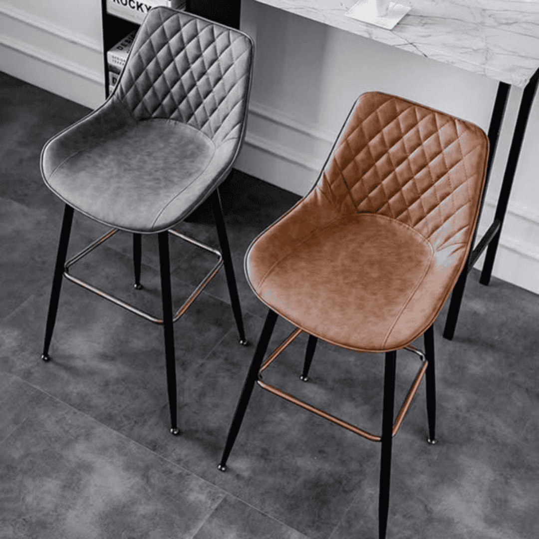 Grey/Brown Faux Leather Barstools