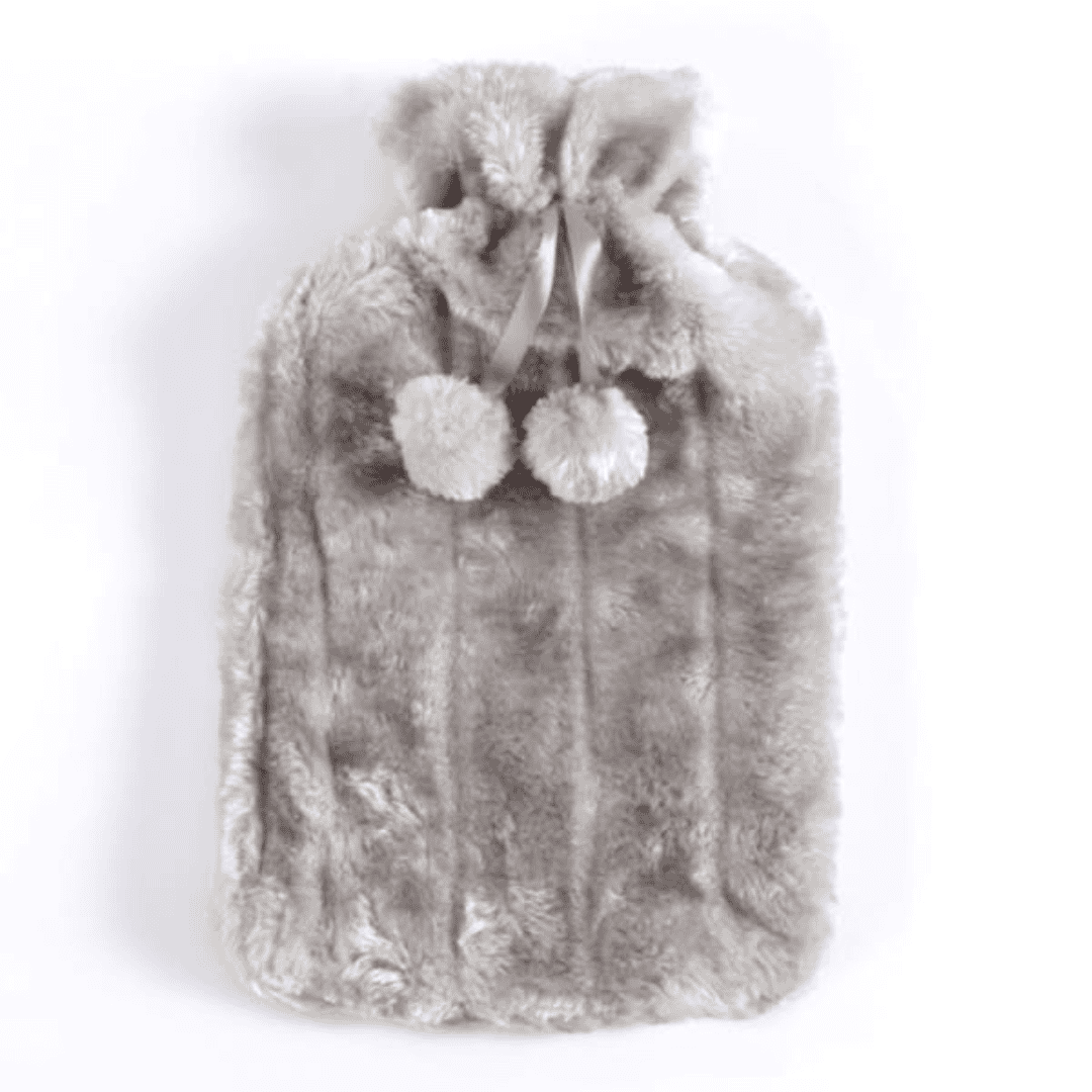 Thermal Heat Bottle with Rabbit Fur Cover