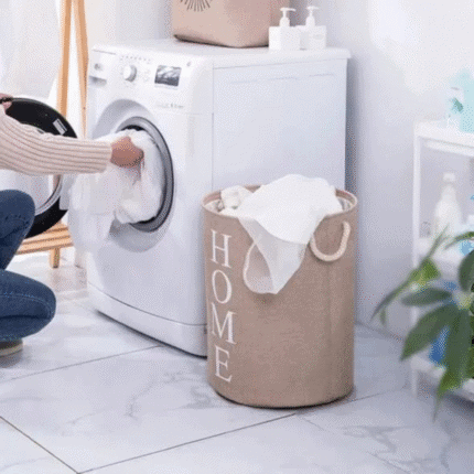 Round Cotton Linen Laundry Basket