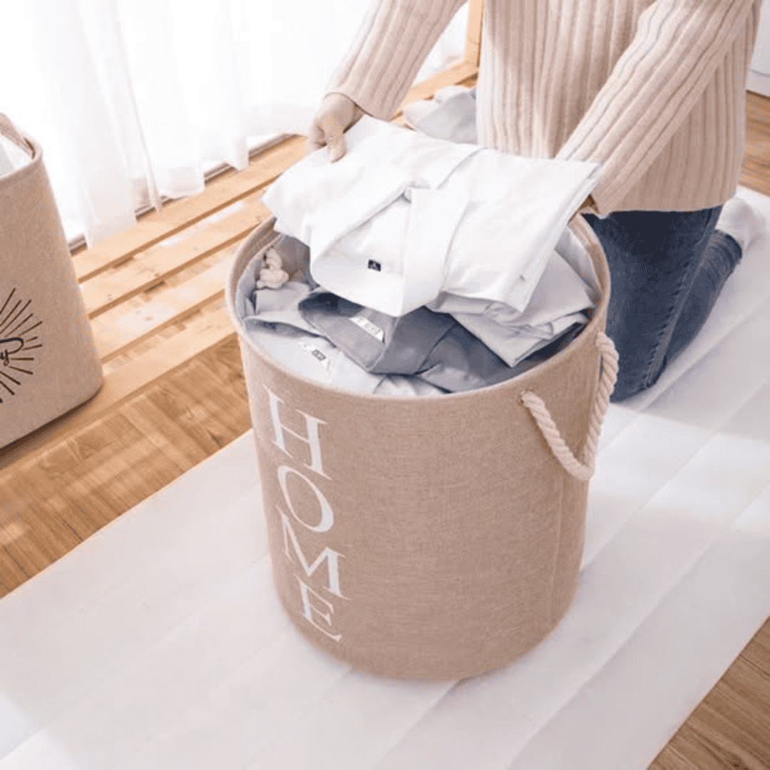 Round Cotton Linen Laundry Basket